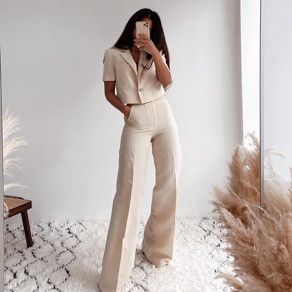 ZARA | Linen Blend Crop Blazer - Picture 5 of 11